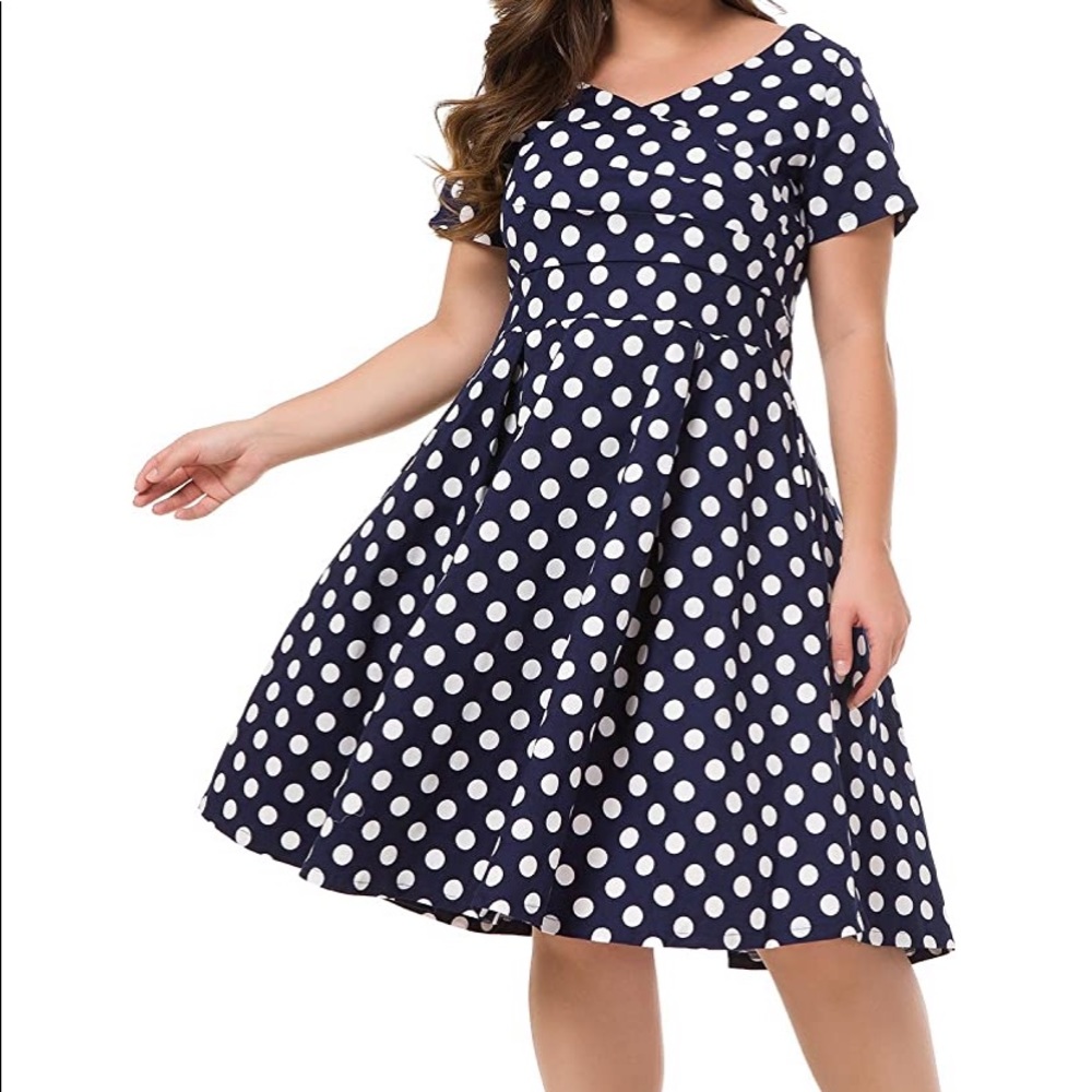 Navy polka dot dress